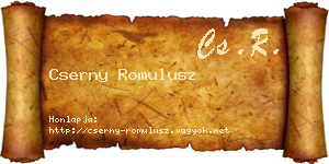 Cserny Romulusz névjegykártya